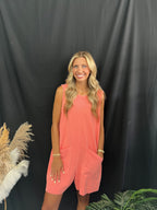 Coral Sleeveless Romper