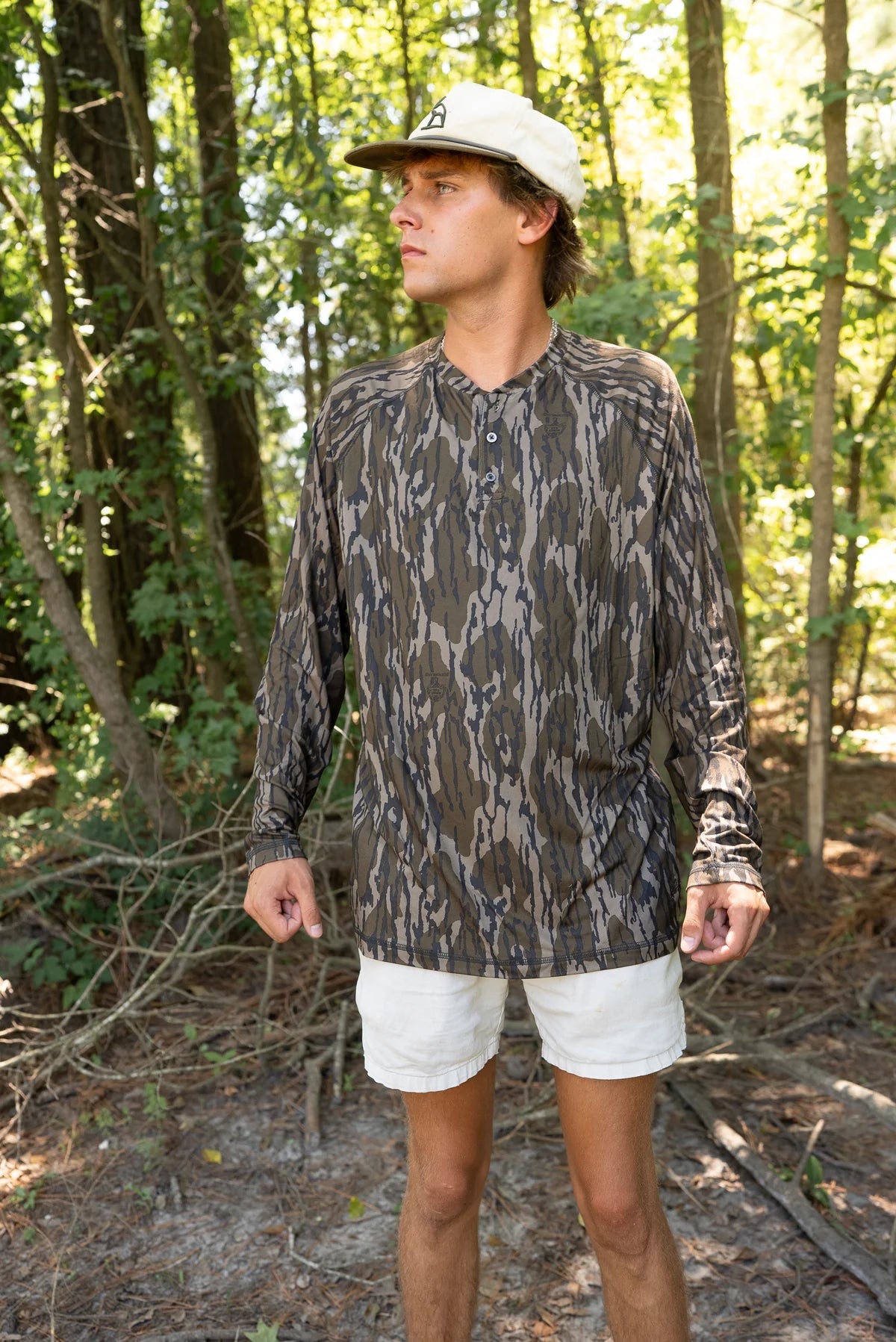 3 Button Henley- Mossy Oak Bottomland