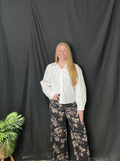 Black Floral Print Pants