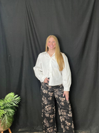 Black Floral Print Pants