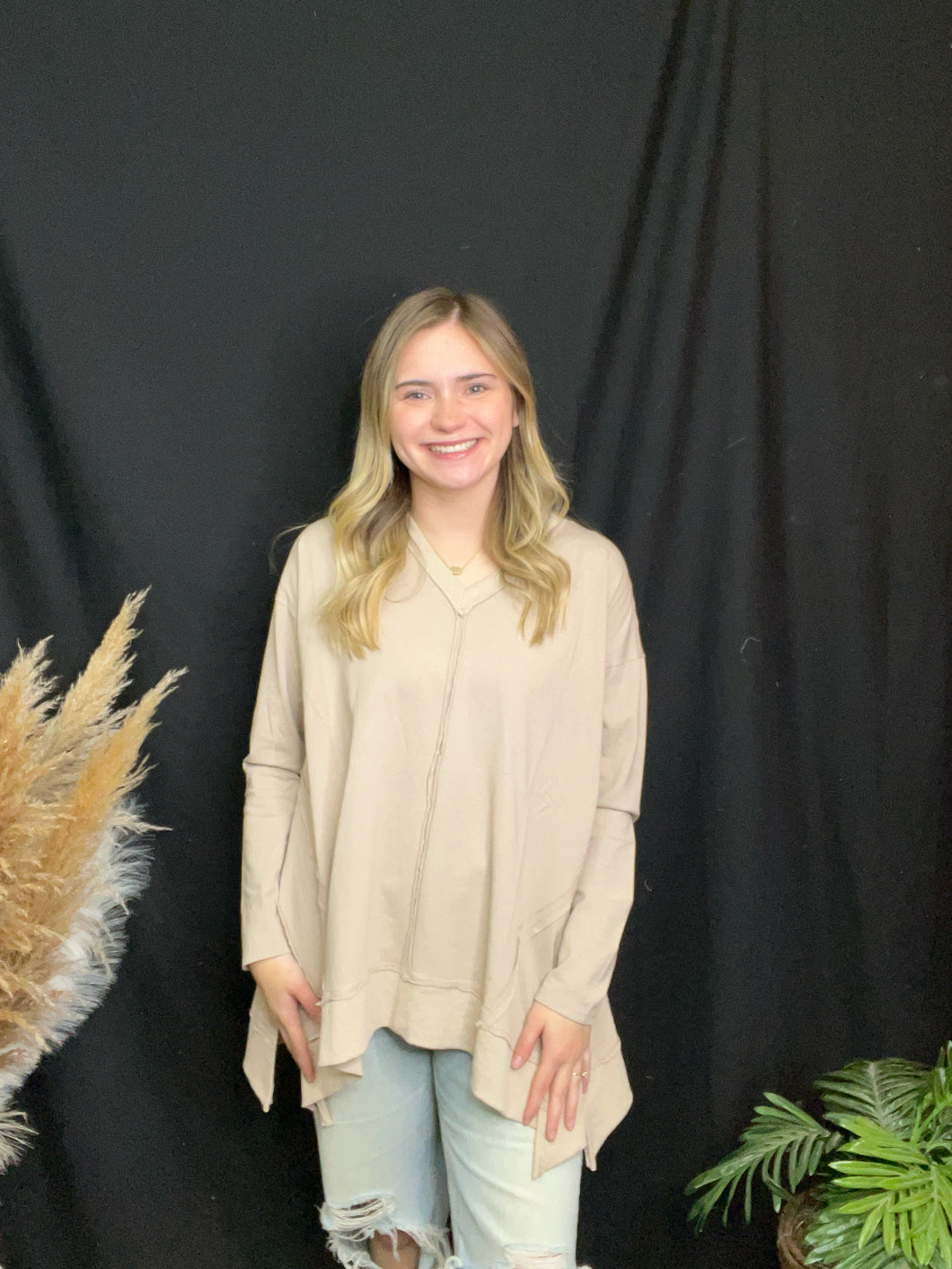 Mushroom Raw Hem Top