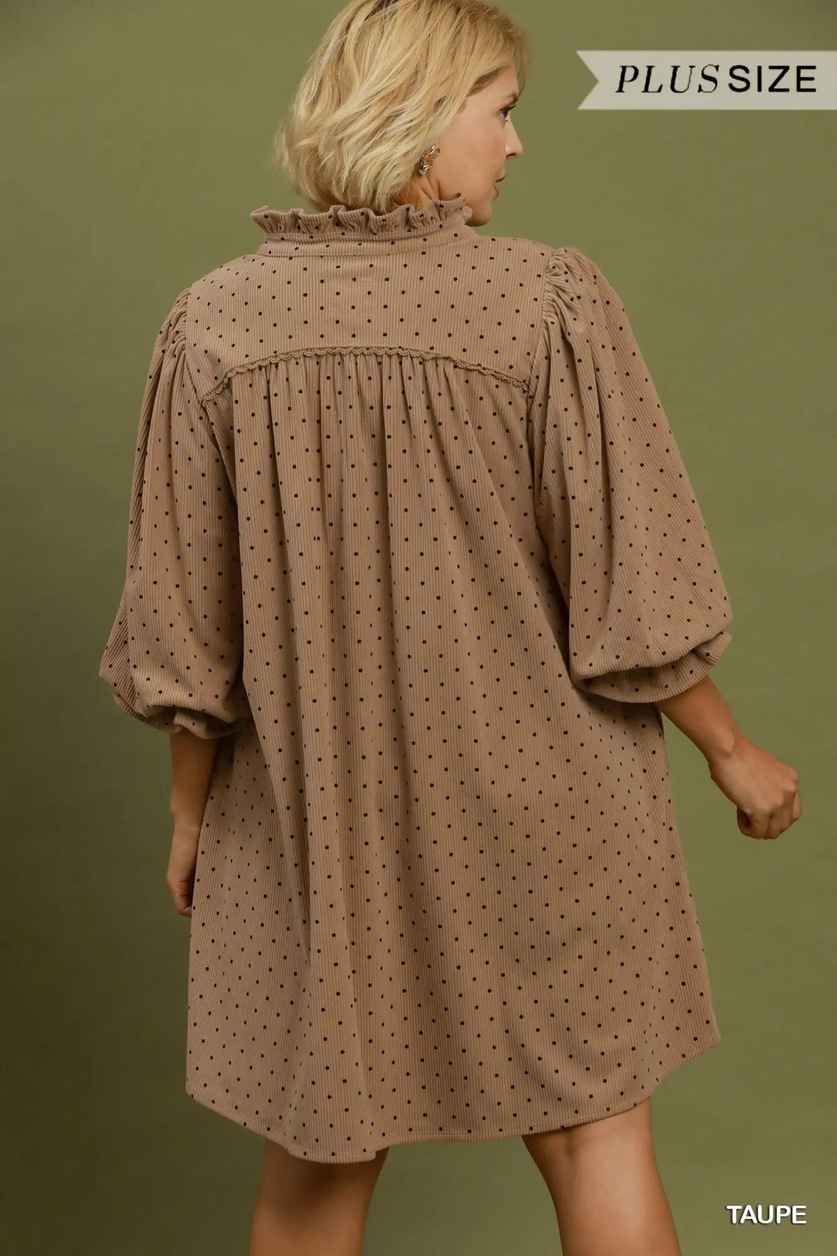 Curvy Taupe Corduroy Dress