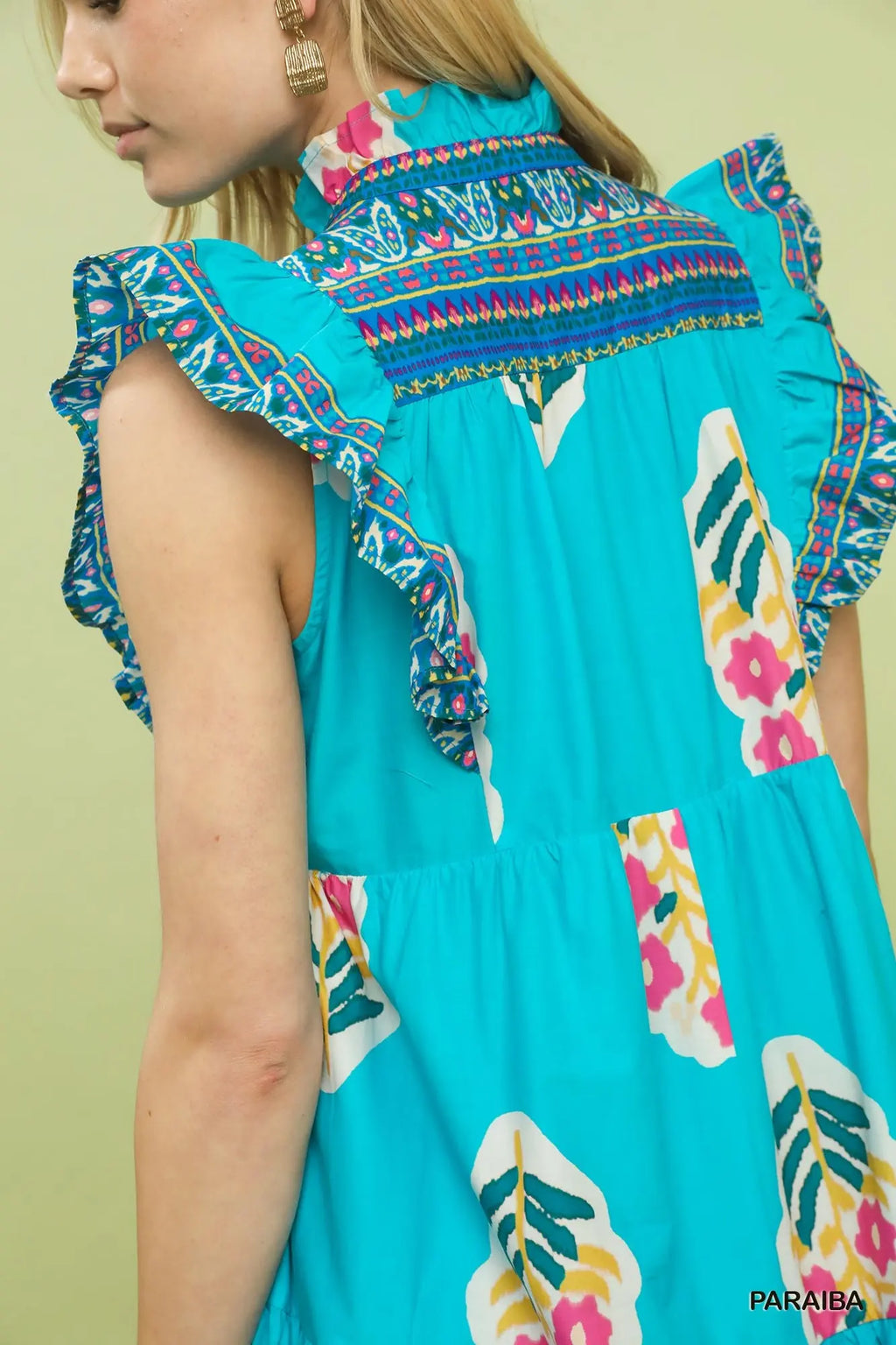 Blue Boho Tiered Dress