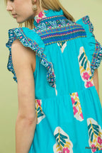 Blue Boho Tiered Dress