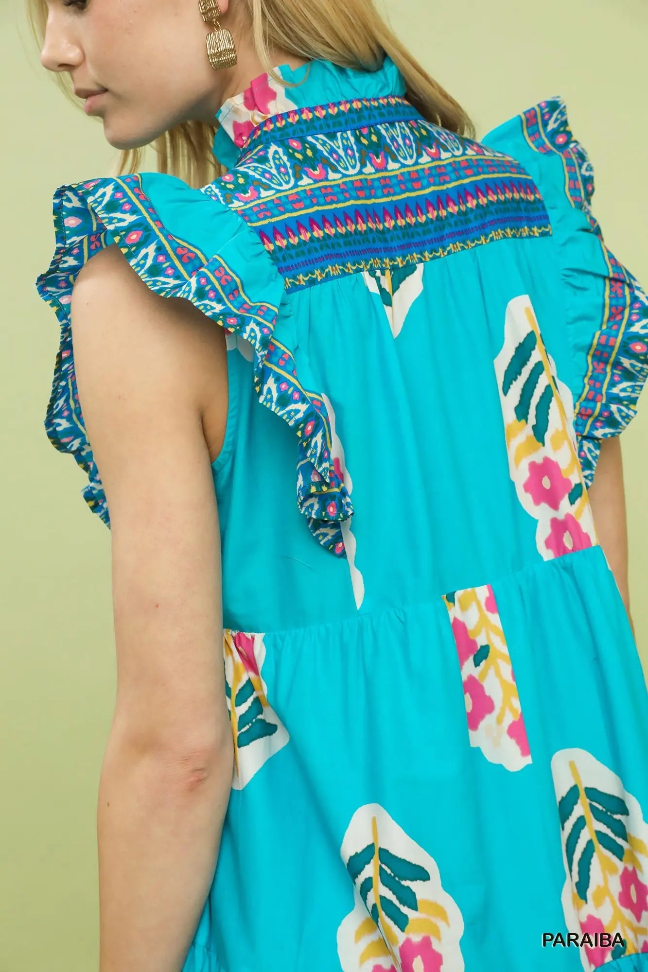 Blue Boho Tiered Dress