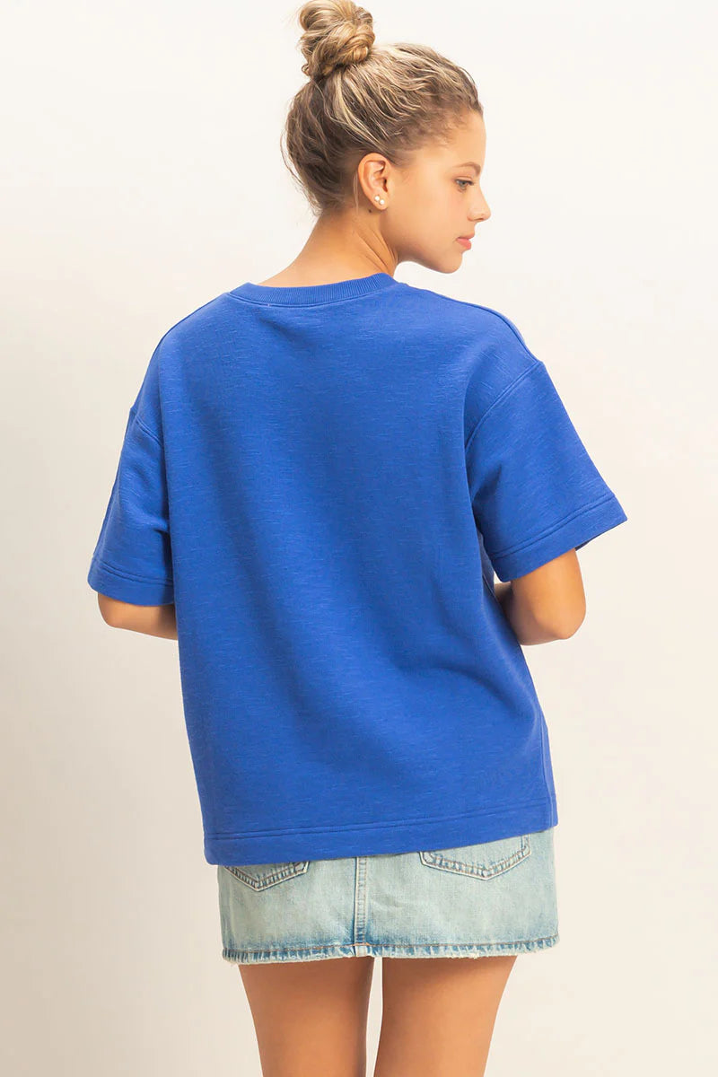 Blue Boxy Fit Top