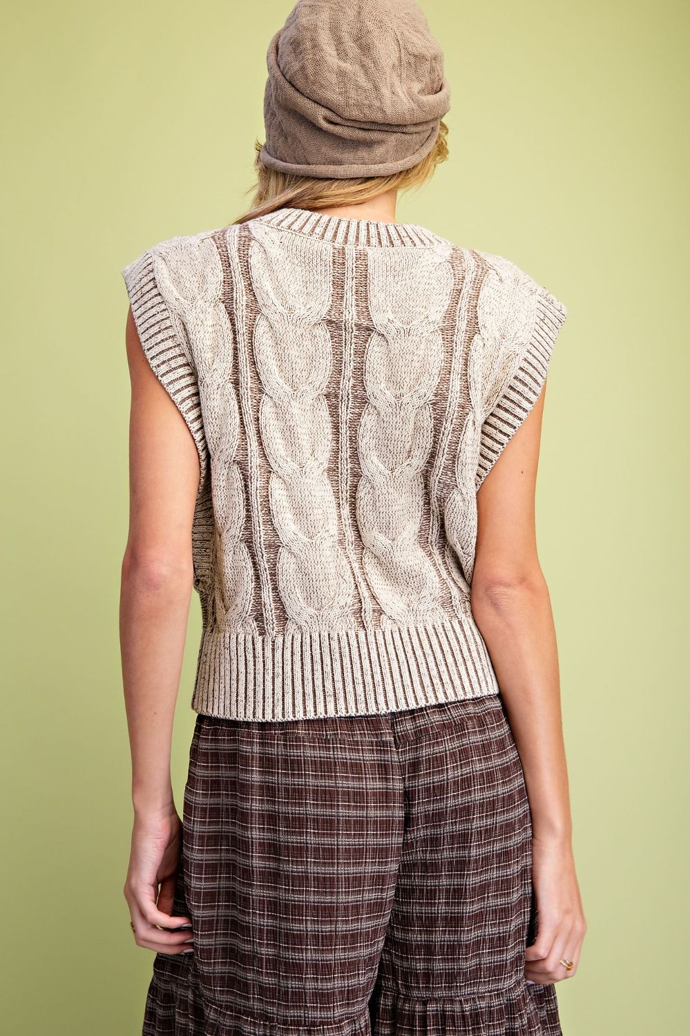 Mocha Cable Knit Vest
