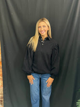 Load image into Gallery viewer, Black Fleece Button Down Top
