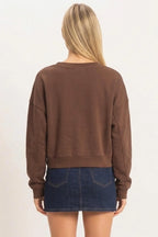 Brown V Neck Sweatshirt
