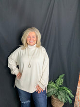 Load image into Gallery viewer, Curvy Ecru Oversized Turtleneck Pullover
