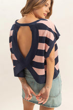Blush/Navy Boxy Top