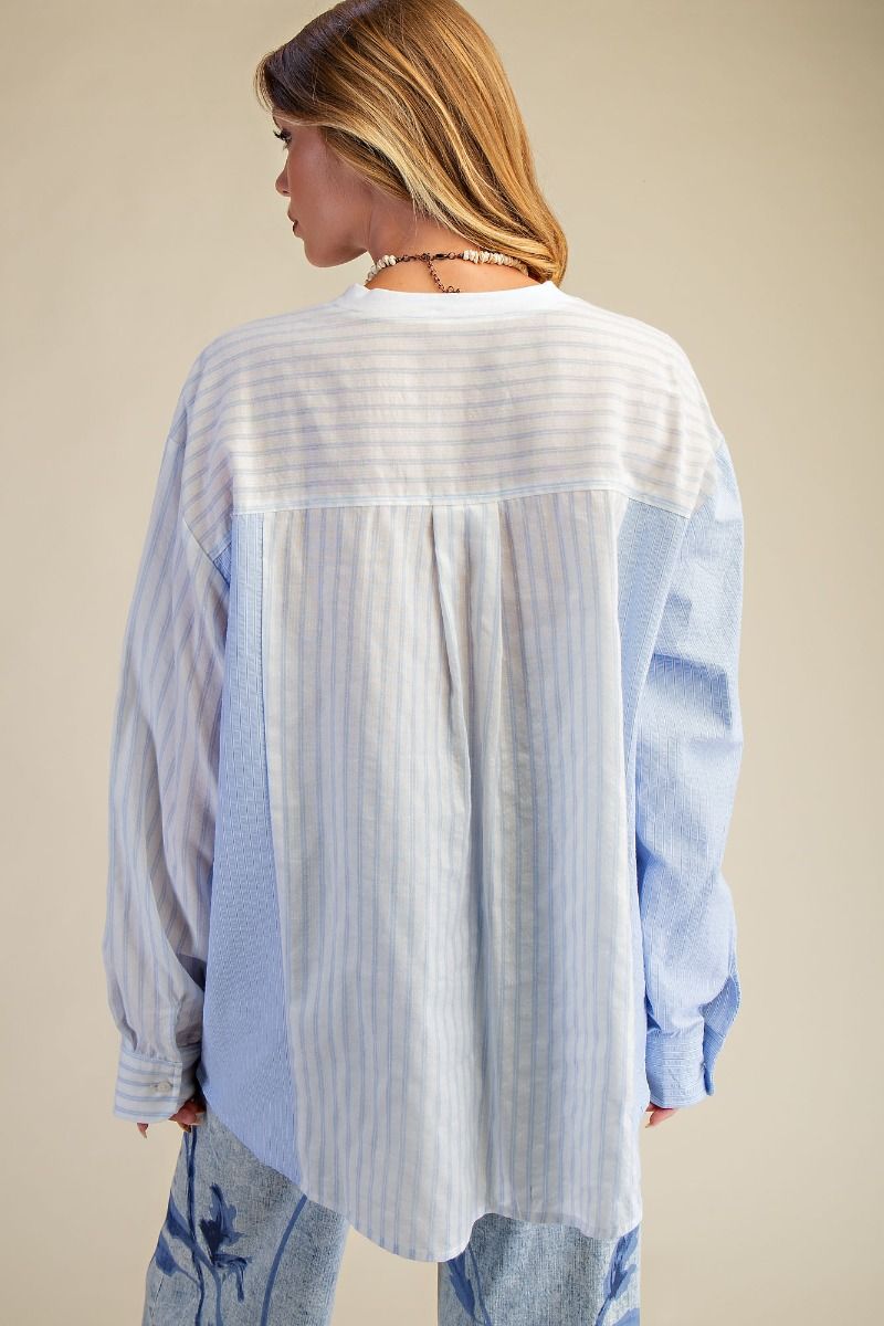 Peri Blue Striped Crew Neck Top