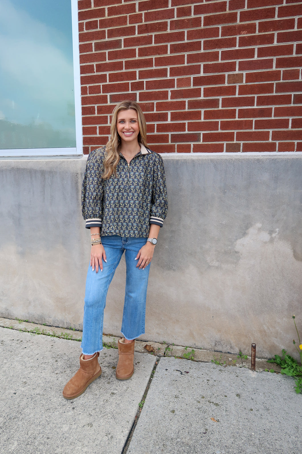 Midnight Floral 3/4 Sleeve Top