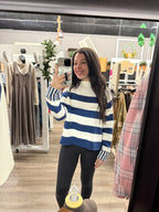Light Navy Striped Sweater