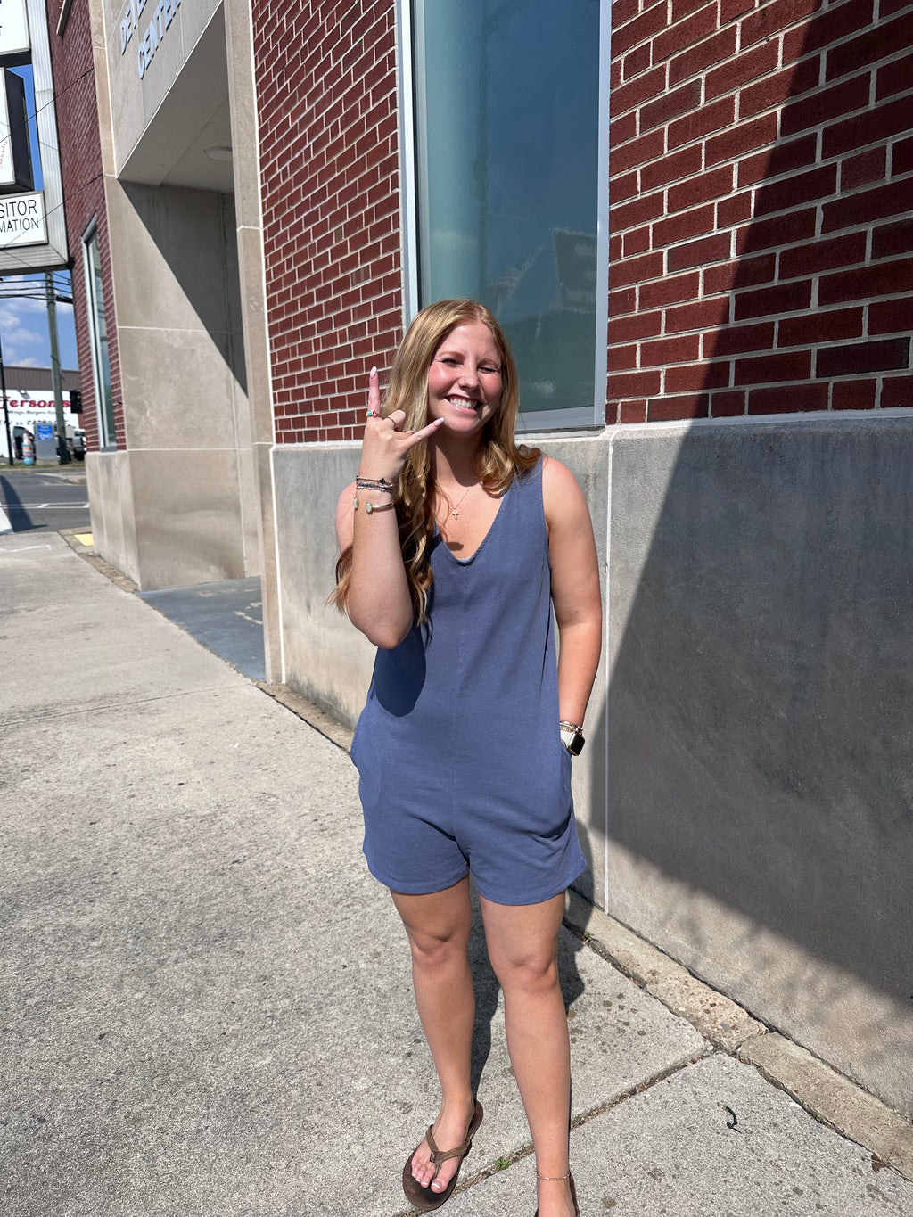 Dusty Indigo Sleeveless Romper