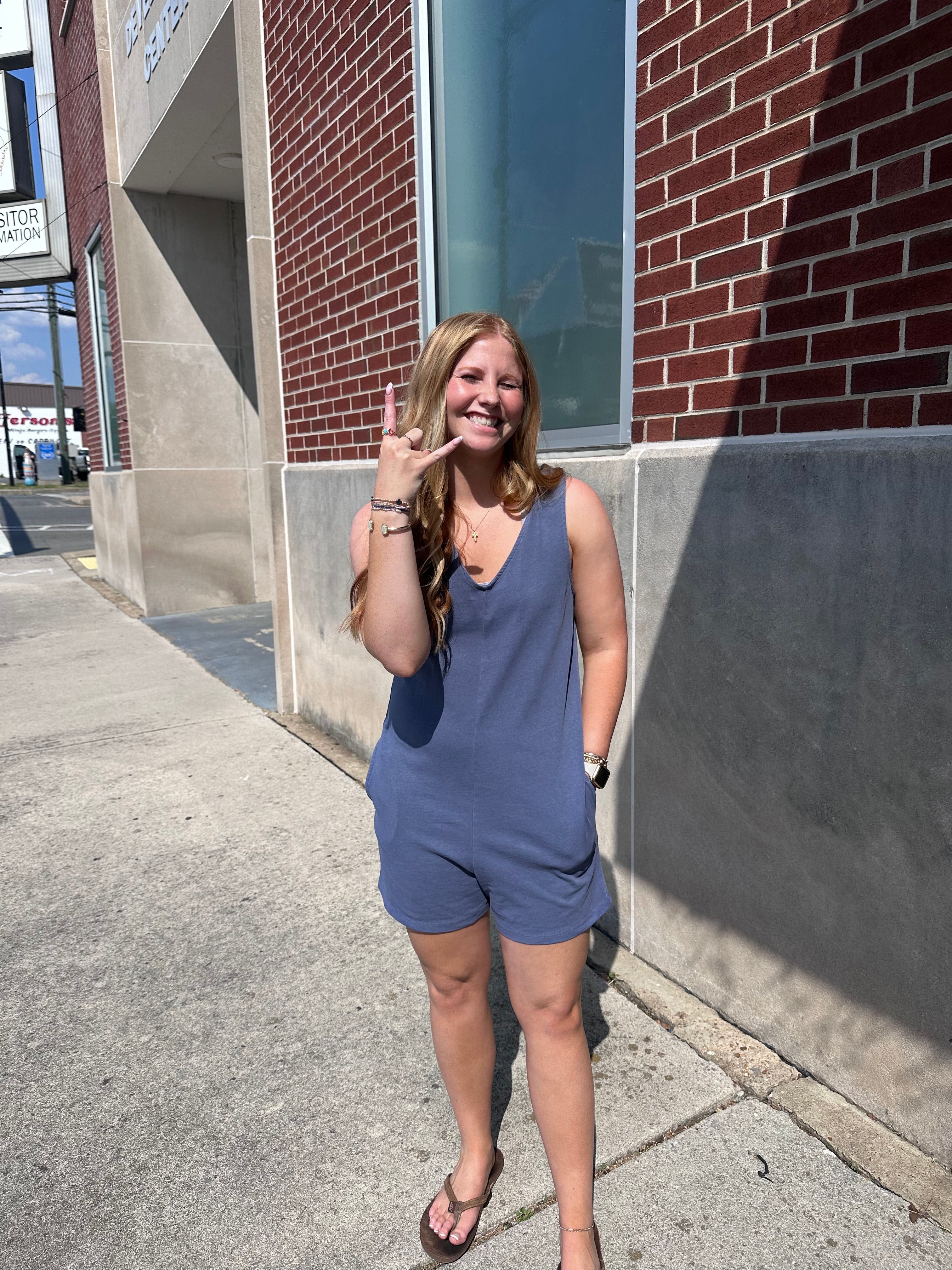 Dusty Indigo Sleeveless Romper
