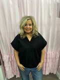 Curvy Black Luxe Knit  Pullover Top