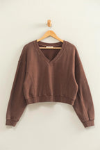 Brown V Neck Sweatshirt