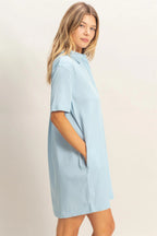 Sky Blue Shirt Dress