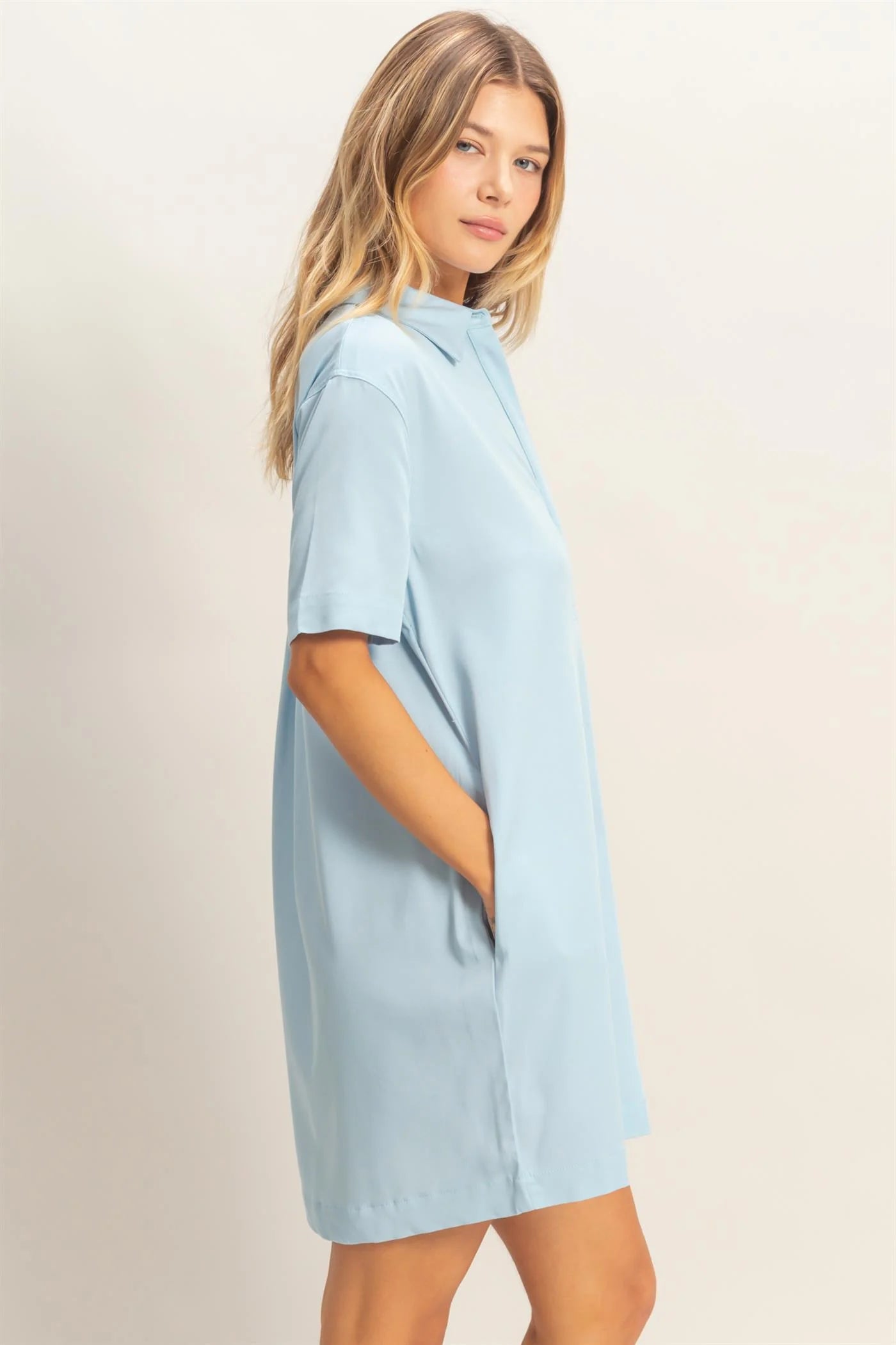 Sky Blue Shirt Dress