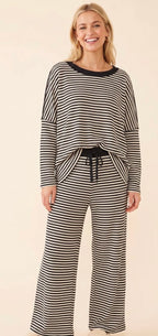 Black/Ivory Striped Lounge Set