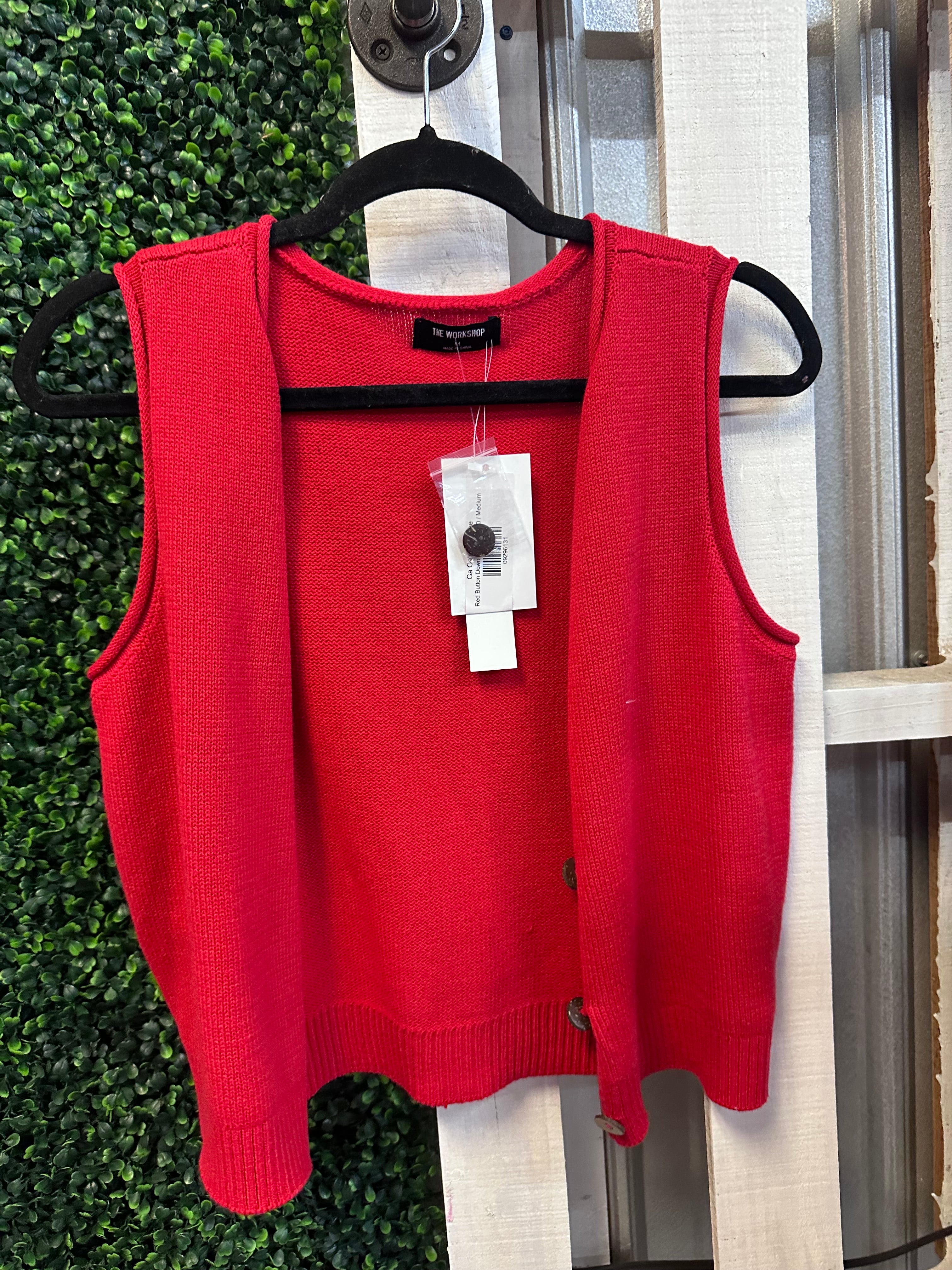 Red Button Down Vest
