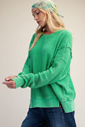 Green Washed Thermal Pullover