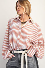 Load image into Gallery viewer, Red Bean Striped Button Down
