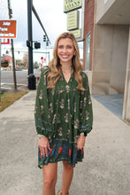 Load image into Gallery viewer, Green Floral Boarder Print Dress
