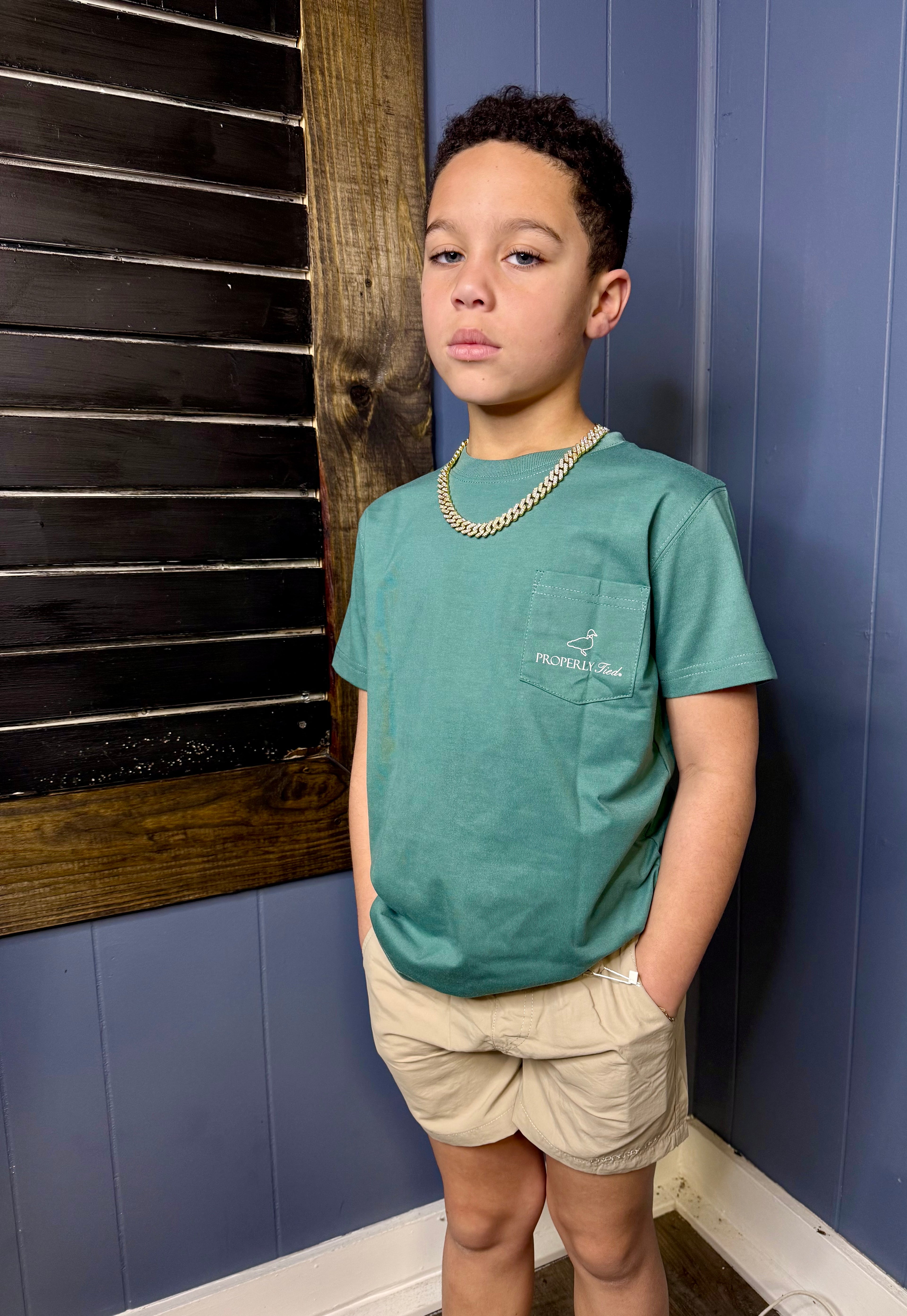 SET THE HOOK SHORT SLEEVE TEE- MARINE GREEN