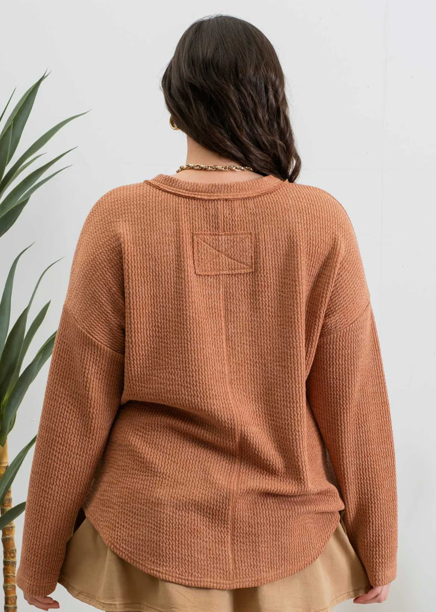 Curvy Waffle Knit Top