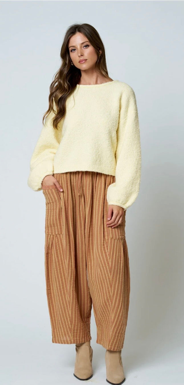 Yellow Long Sleeve Fuzzy Knit Sweater