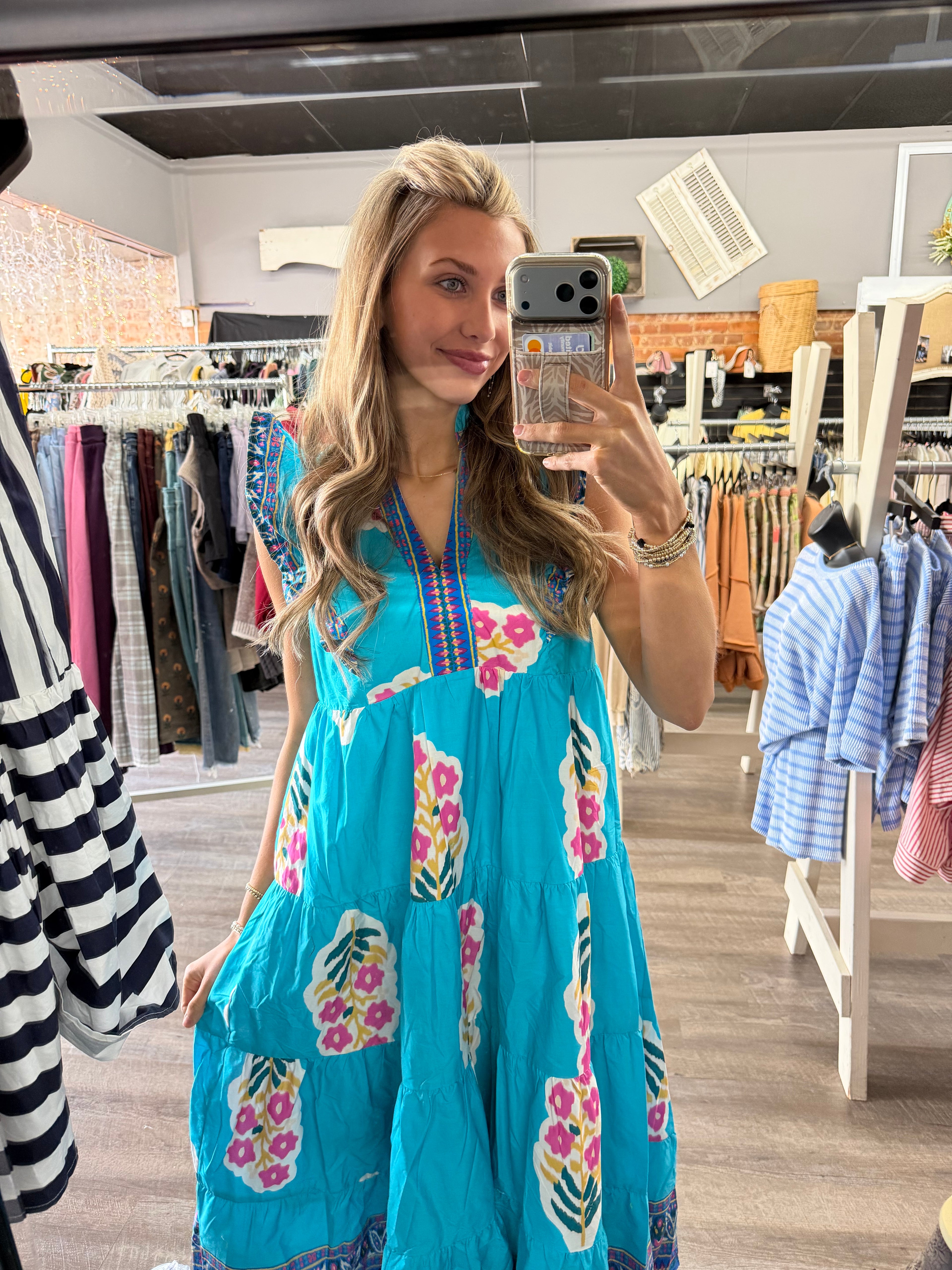 Blue Boho Tiered Dress