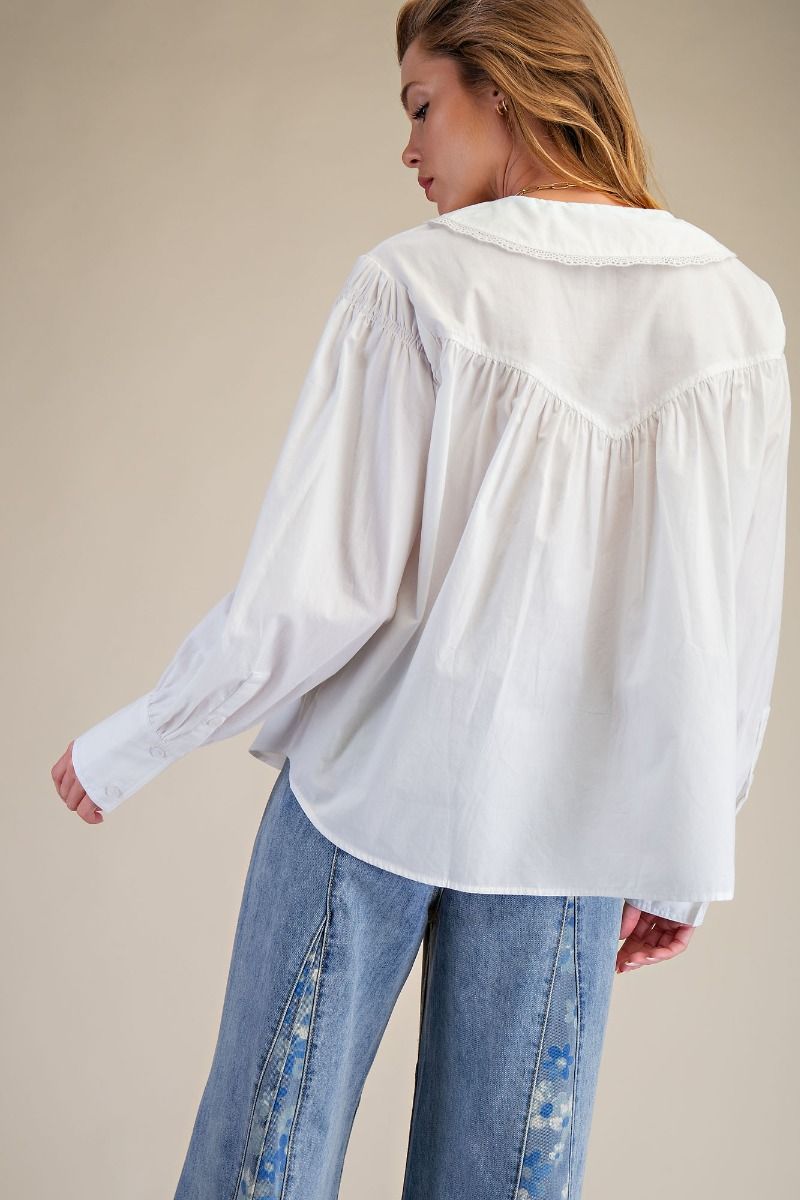 Button Down White Poplin Top