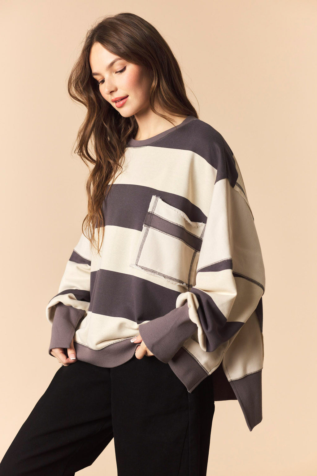 Charcoal/Ivory Oversized Sweatshirt