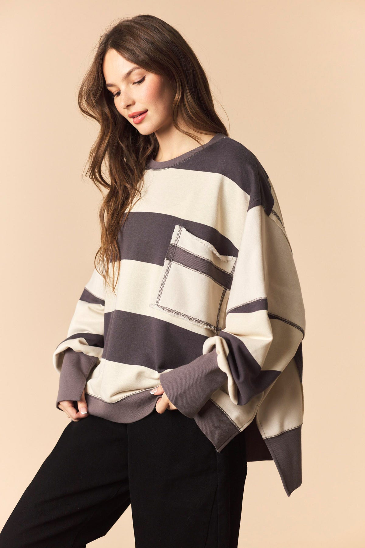 Charcoal/Ivory Oversized Sweatshirt