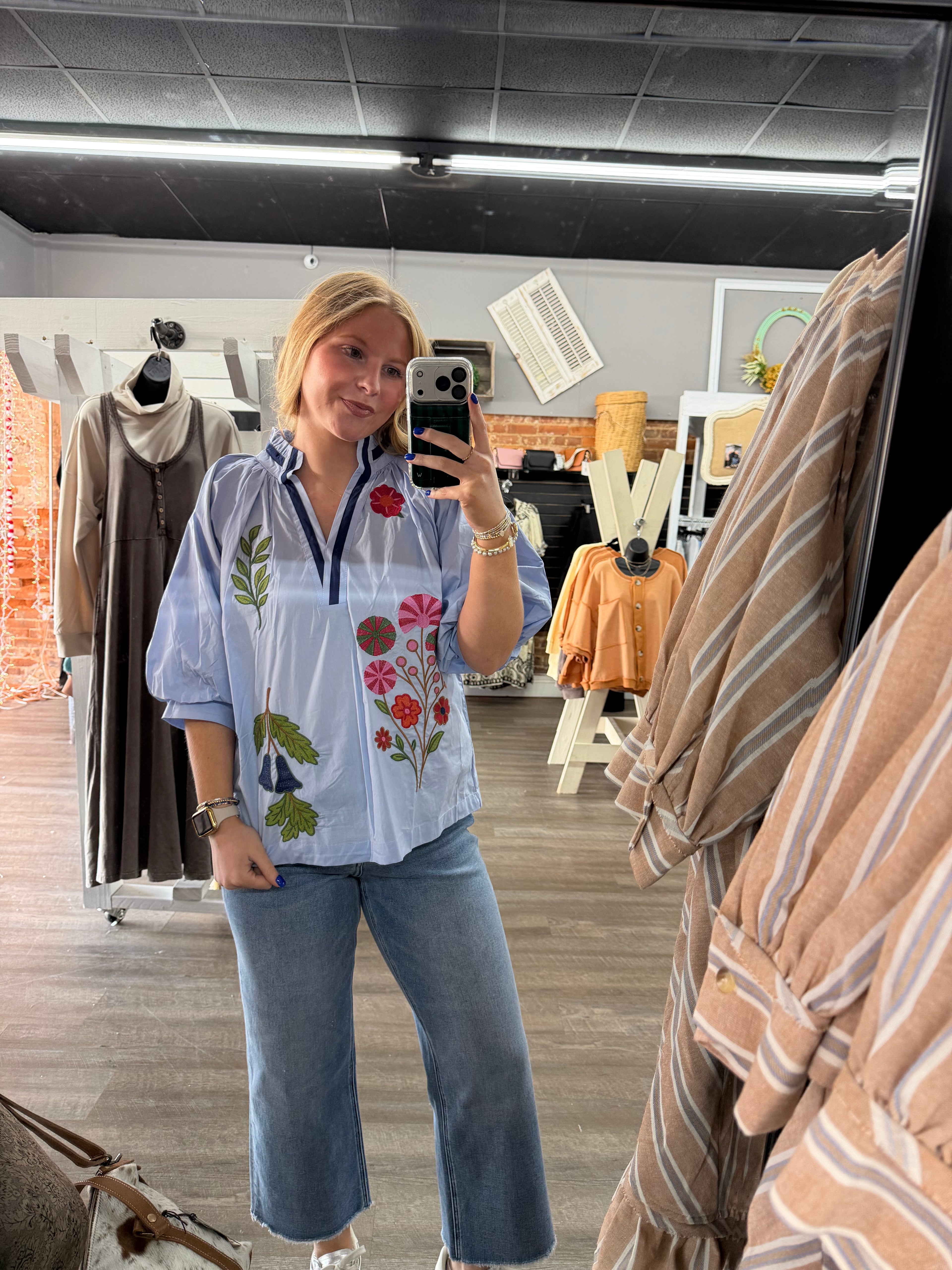 Periwinkle Floral Embroidered Top