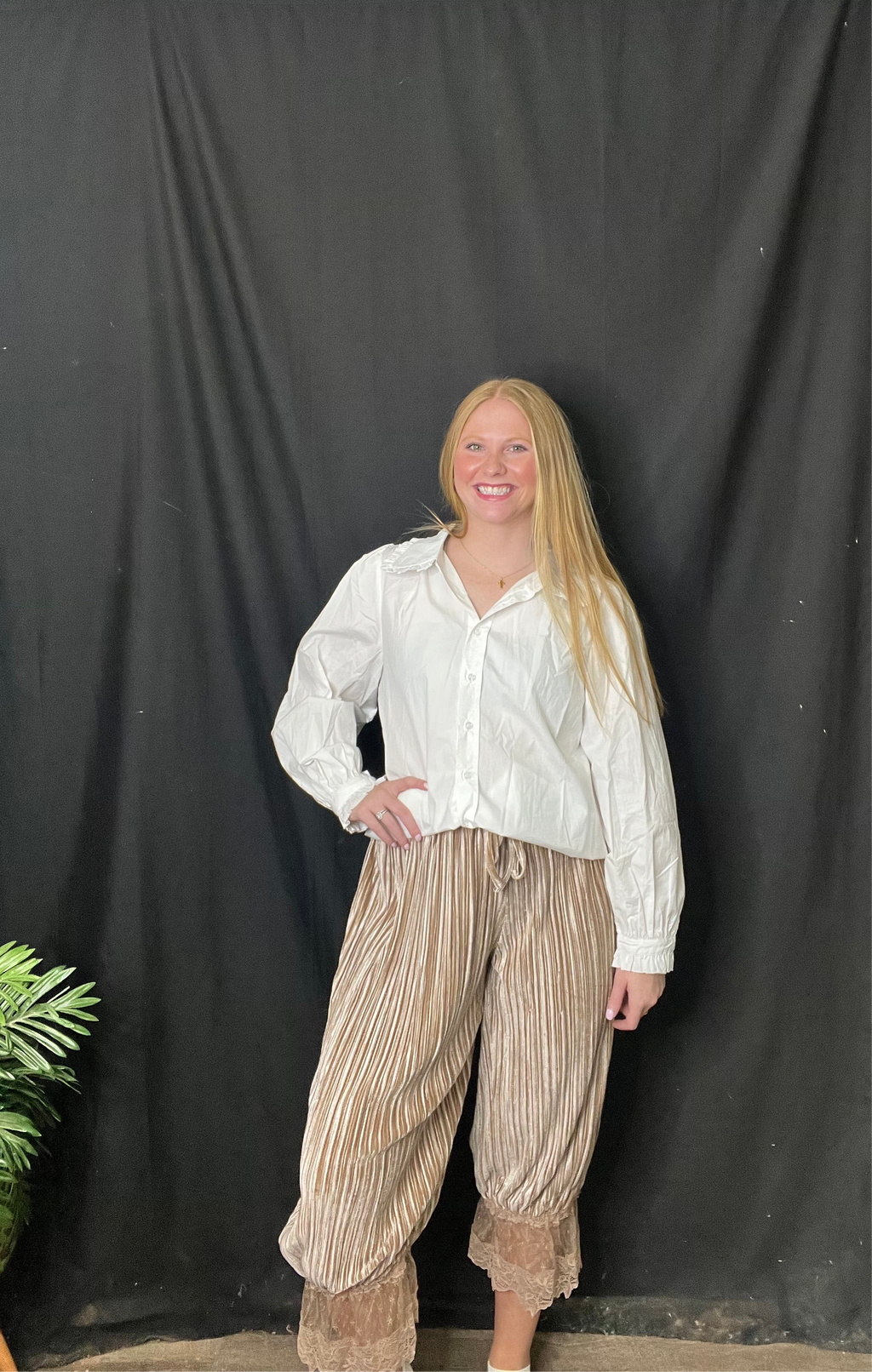 Mocha Gold Textured Lace Pants