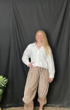 Load image into Gallery viewer, Mocha Gold Textured Lace Pants
