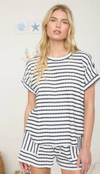 Black Stripe Ribbed Set