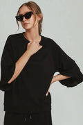 Black Ruffle Tier Sleeve Top