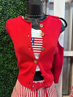 Red Button Down Vest