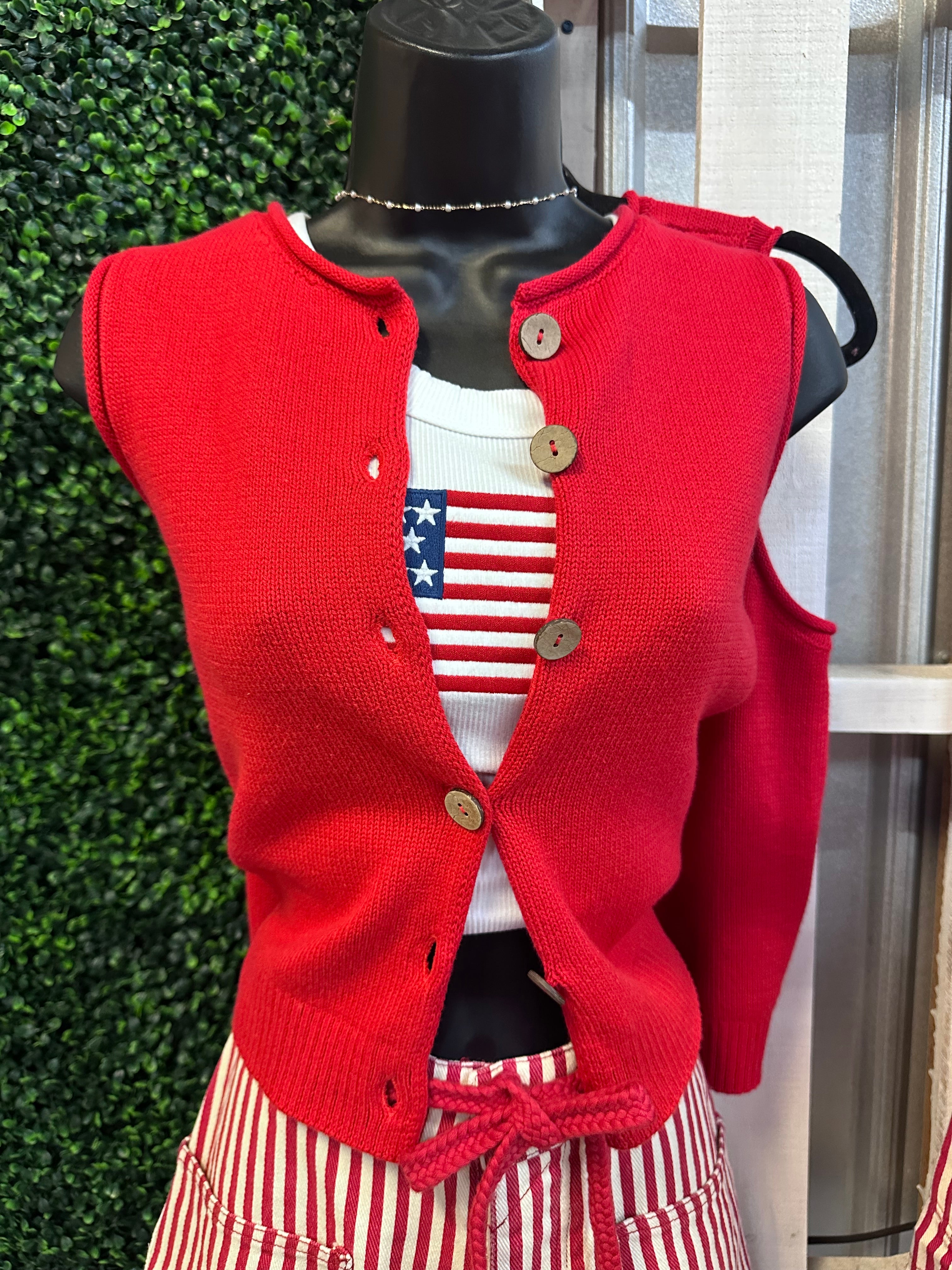 Red Button Down Vest