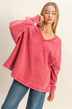 Load image into Gallery viewer, Red Washed VNeck Sweatshirt
