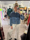 Denim Quilted Front Tie Jacket
