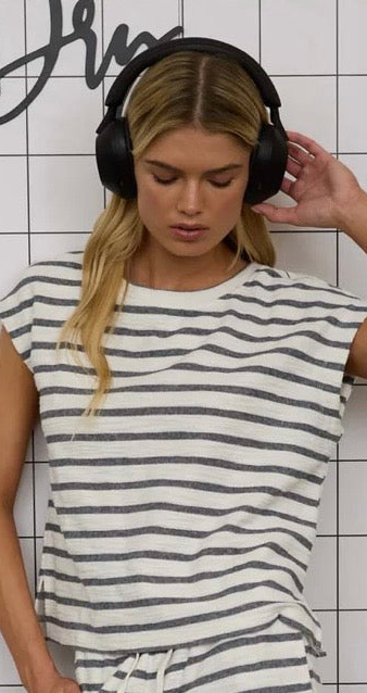 Grey Stipe Knit Top