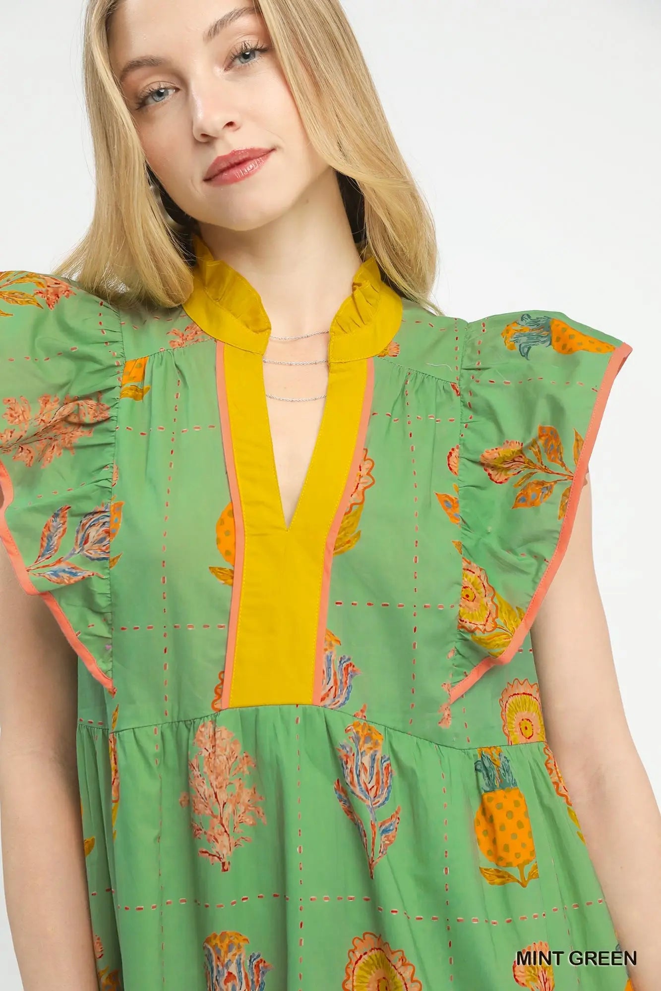 slim fit dress slacks Miss Circle Women Magda Mint Green Deep V Neck Halter A-Line Midi Dress
