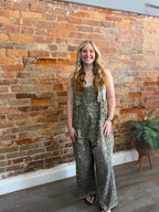 Leopard Print Denim Overalls