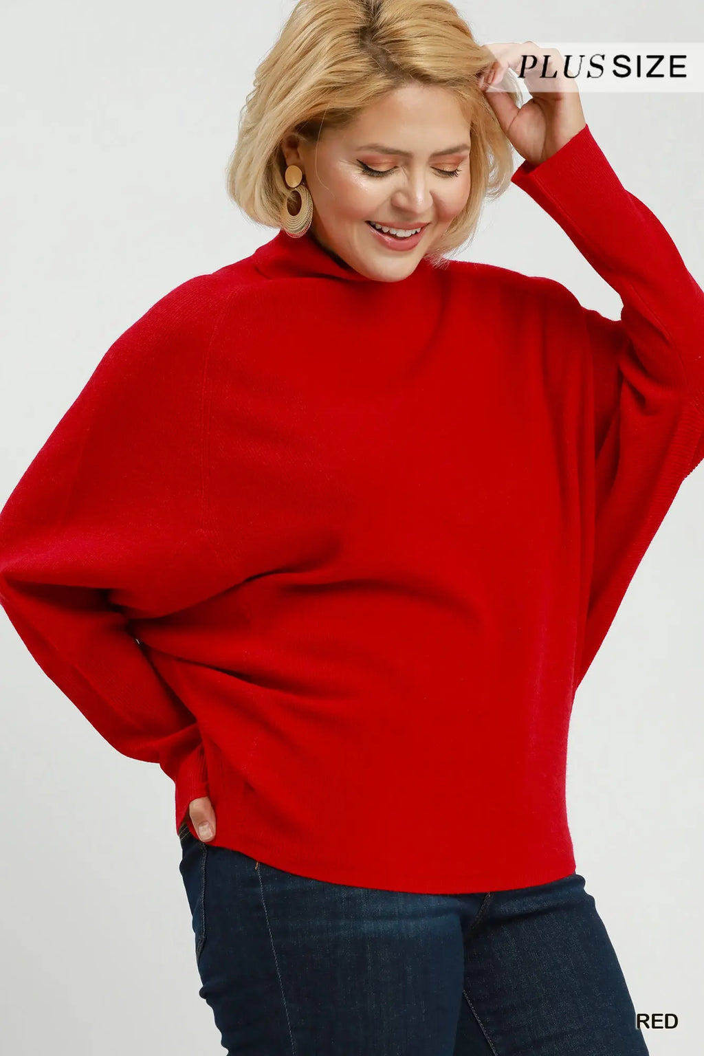 Curvy Red Dolman Sleeve Top
