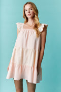 Load image into Gallery viewer, Peach Striped Ruffle Detail Mini Dress
